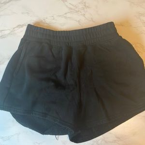 fleece black shorts